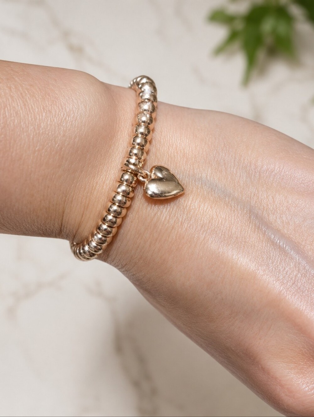 Rose Gold Heart Locket Slider Bracelet – Leather Cord with Heart Charm